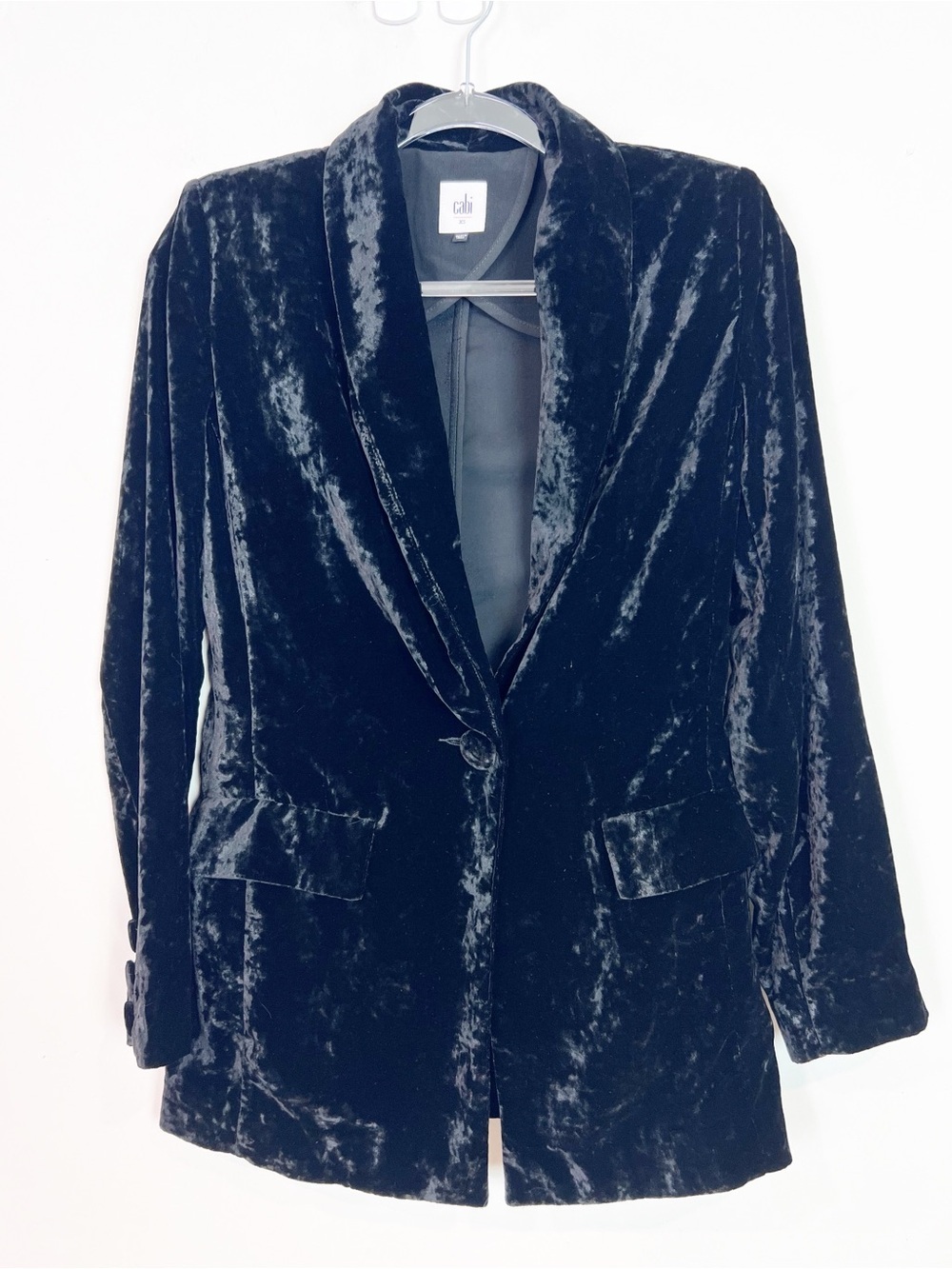 CABI BLACK CRUSHED VELVET BLAZER STYLE 3661 WOMENS SZ XS
